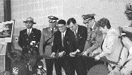 November 8, 1996 – Ribbon cutting for New Jersey State Police Troop at headquarters in Buena Vista with Mayor Chuck Chiarello and Attorney General Peter Verniero.